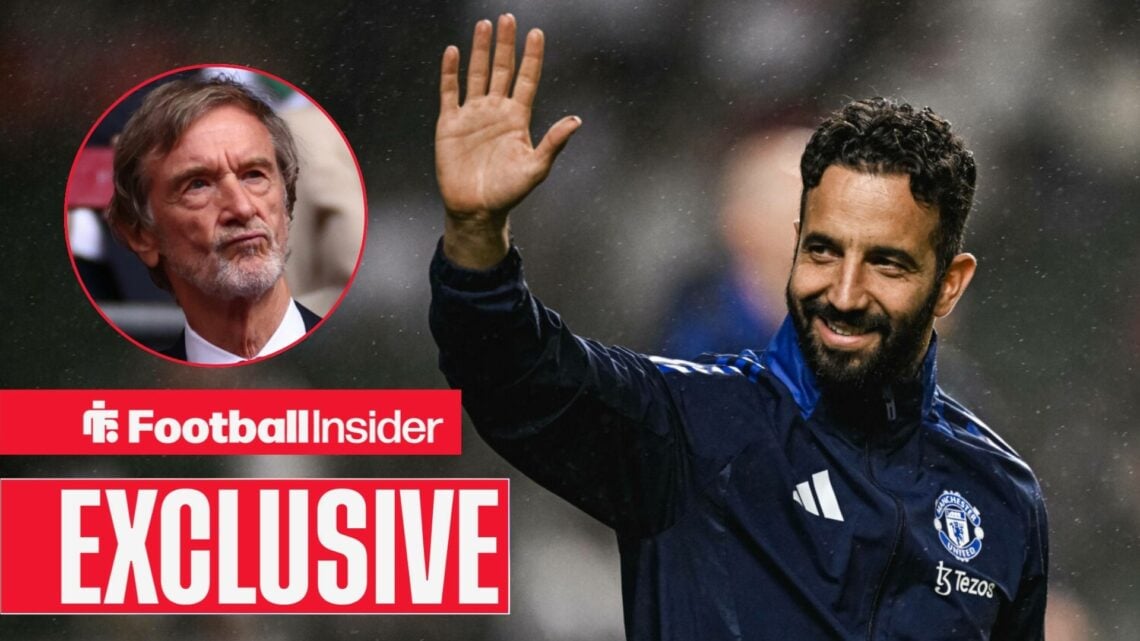 Ruben Amorim waving, Jim Ratcliffe in a circular inset