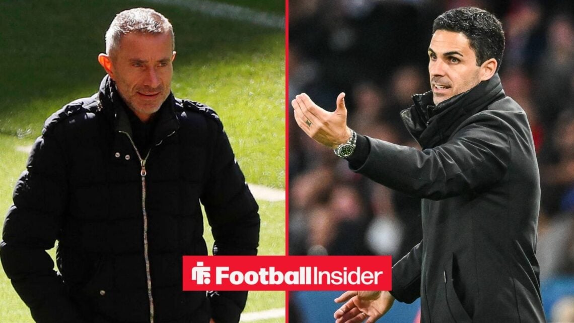 Andrea Berta alongside Mikel Arteta