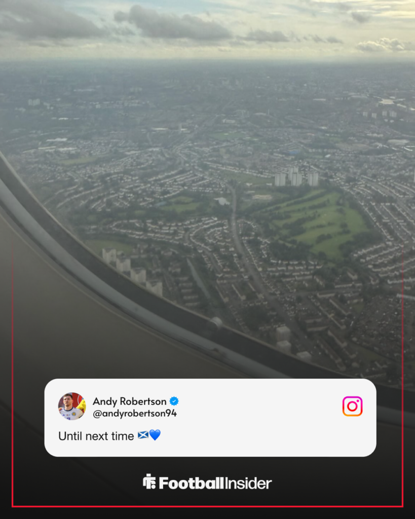 Andy Robertson on plane picturing Scotland