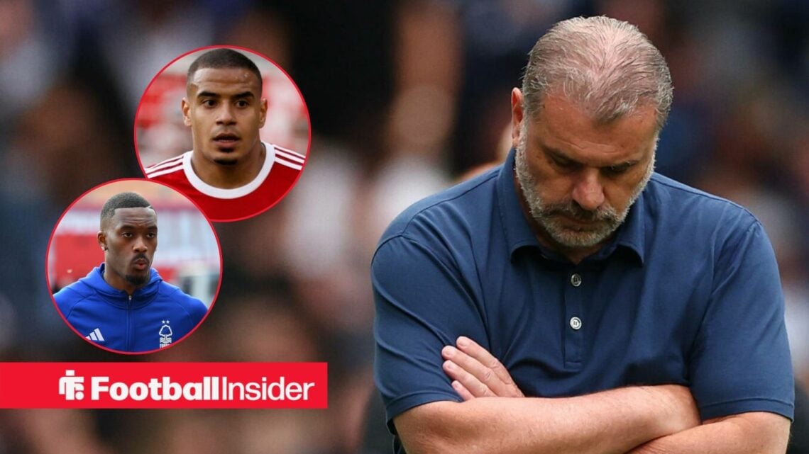 Ange Postecoglou looking disappointed with Callum Hudson Odoi and Murillo insets