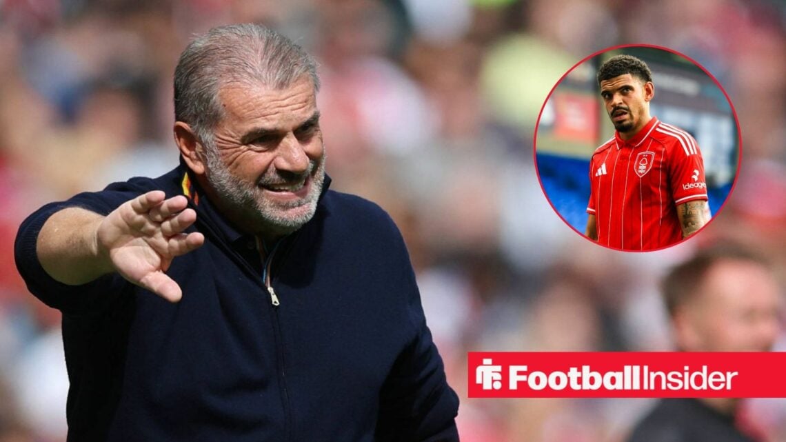Ange Postecoglou waving his arms and Morgan Gibbs-White in inset