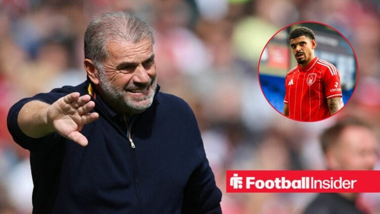 Ange Postecoglou waving his arms and Morgan Gibbs-White in inset