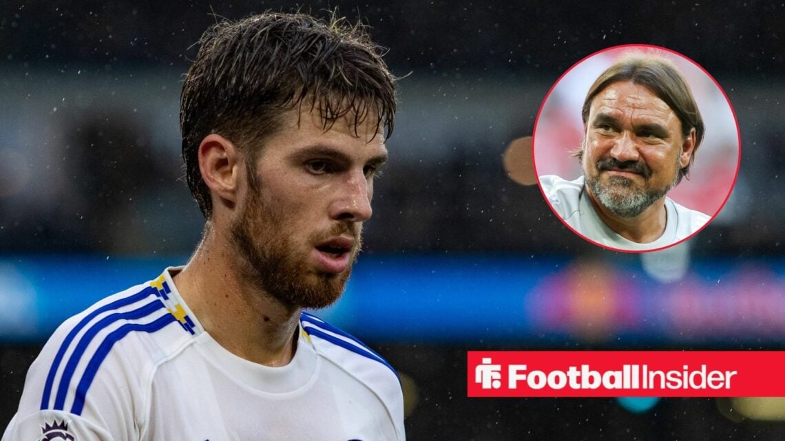 Anton Stach focused on the left with a smiling Daniel Farke on the right