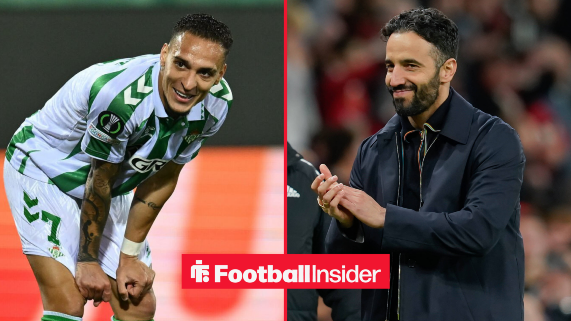 Antony in a Real Betis shirt alongside Ruben Amorim smiling