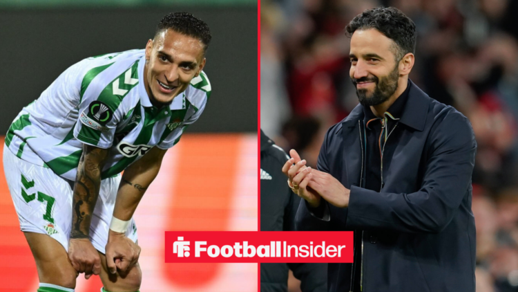 Antony in a Real Betis shirt alongside Ruben Amorim smiling