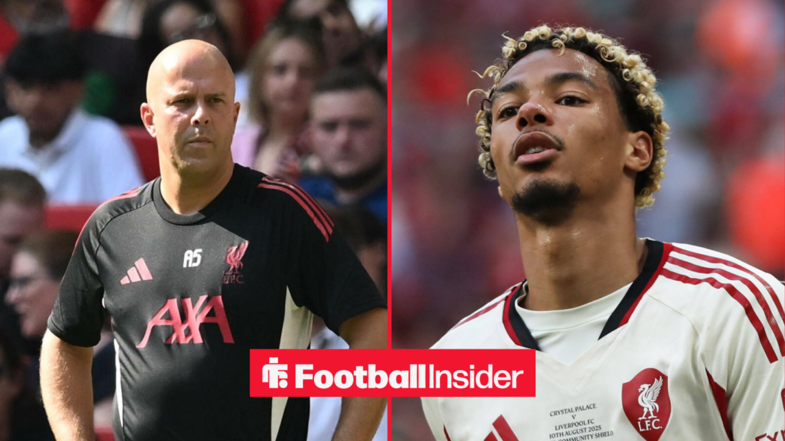 Liverpool boss Arne Slot alongside an image of summer signing Hugo Ekitike