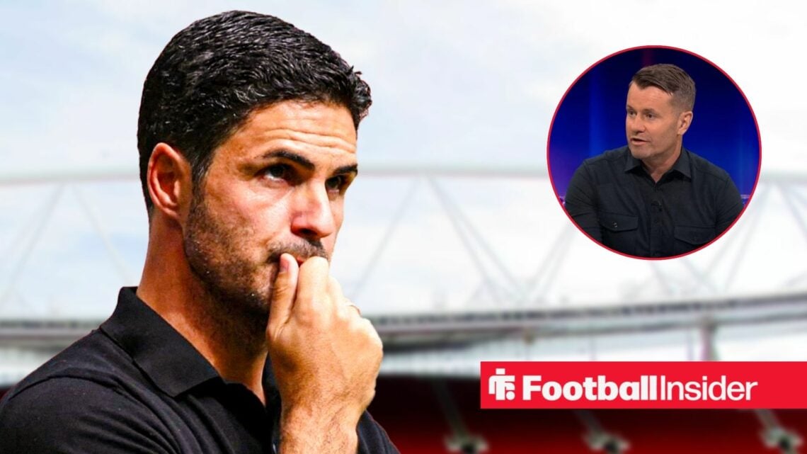 Mikel Arteta next to a circular inset of Shay Given