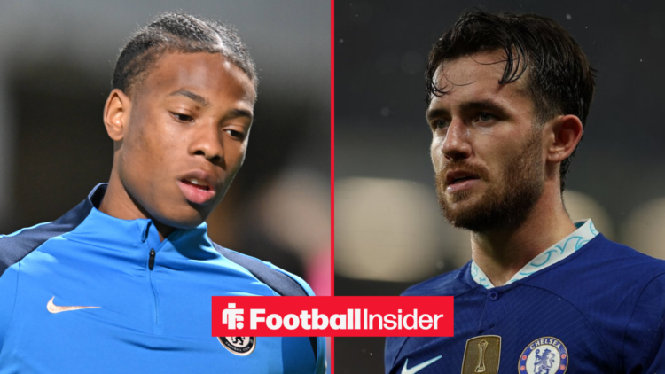 A focused Ishe Samuels-Smith on the left with Ben Chilwell on the right looking focused for Chelsea
