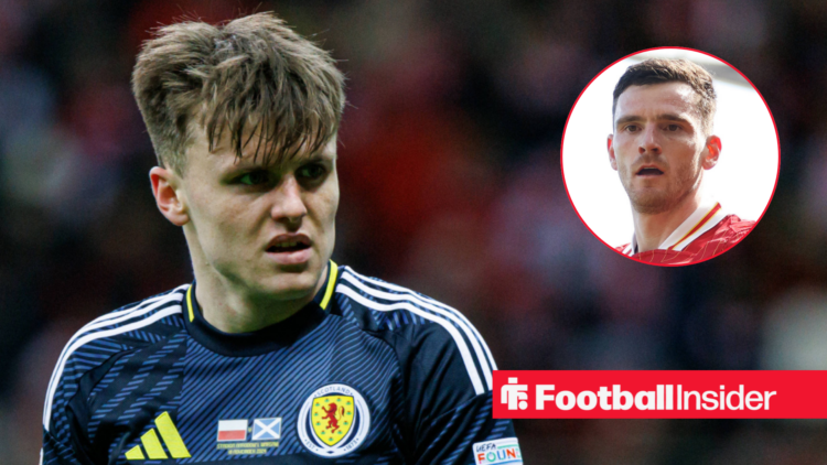 Ben Doak in Scotland shirt with Andy Robertson inset