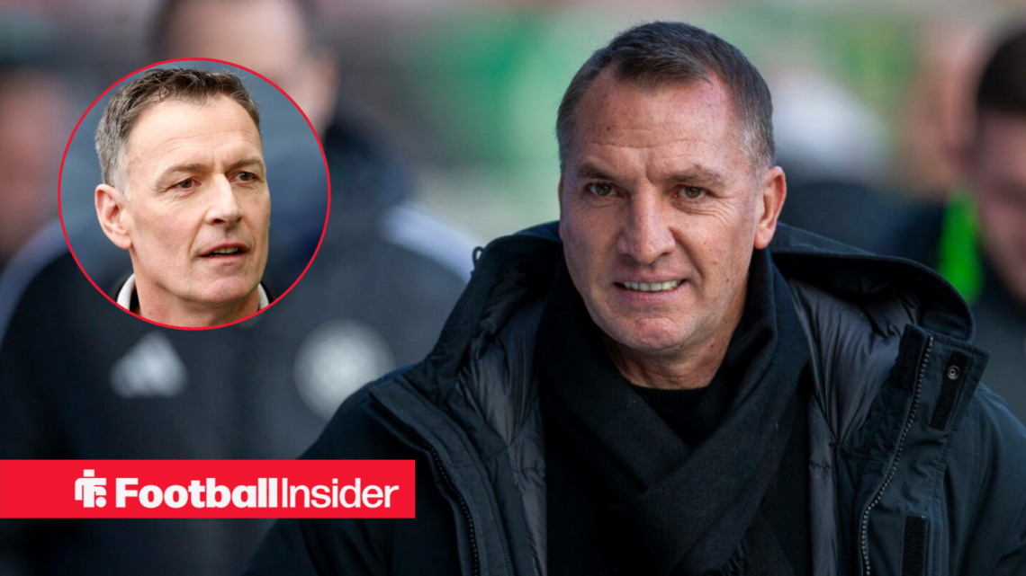 Celtic manager Brendan Rodgers, alongside a circular inset of Chris Sutton.