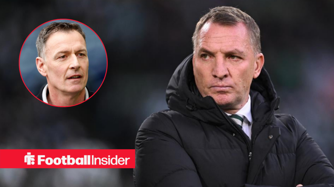 Celtic manager Brendan Rodgers alongside a circular inset of Chris Sutton
