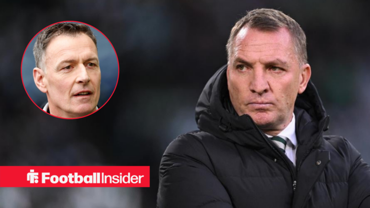 Celtic manager Brendan Rodgers, alongside a circular inset of Chris Sutton