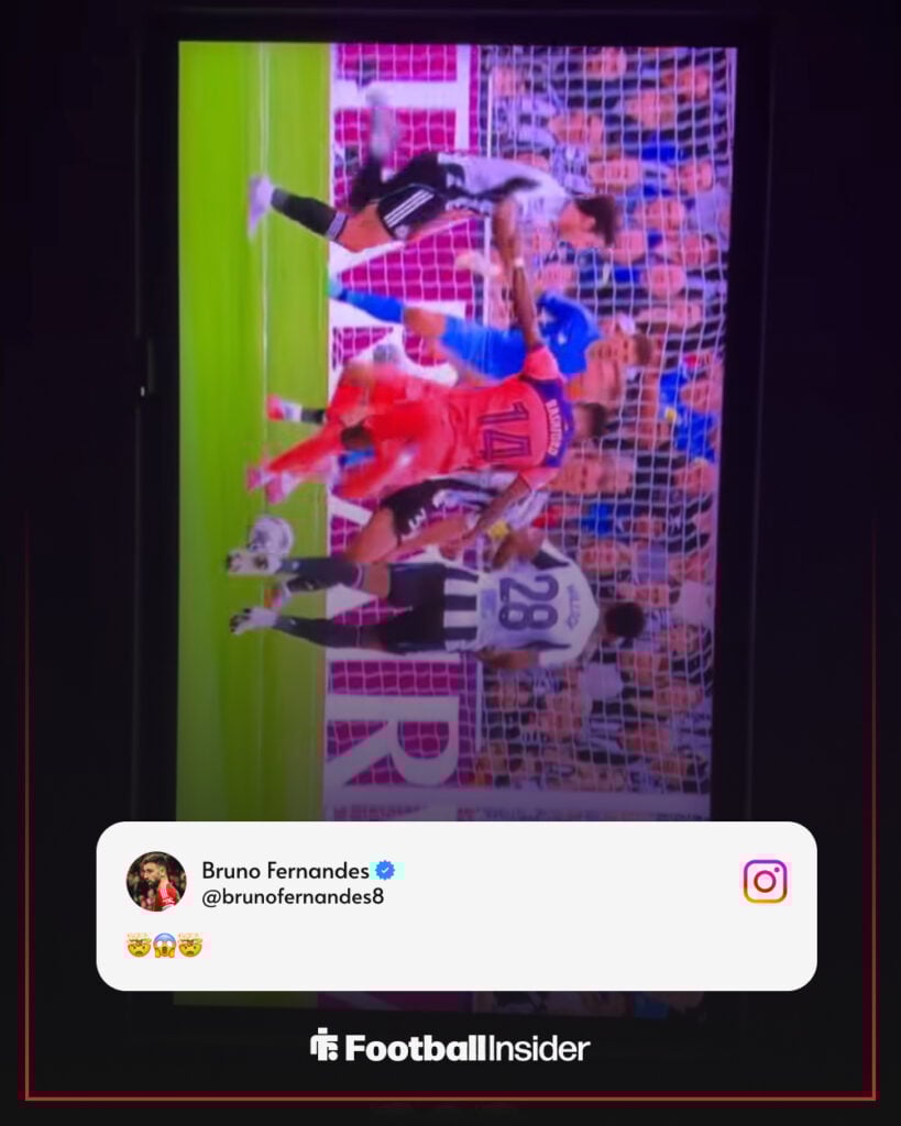 Bruno Fernandes reacts to Marcus Rashford goal