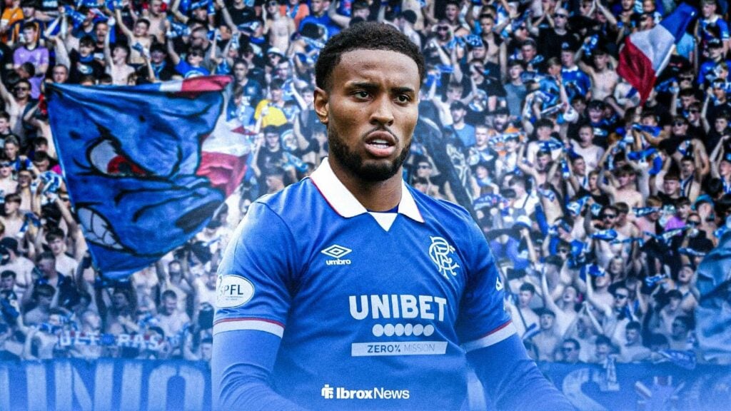 Youssef Chermiti in a Rangers home shirt