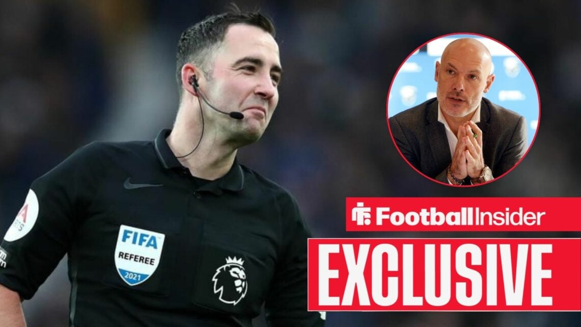 Chris Kavanagh refereeing, Howard Webb in a circular inset