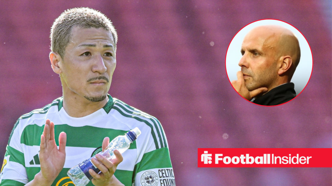 Celtic winger Daizen Maeda alongside Paul Tisdale