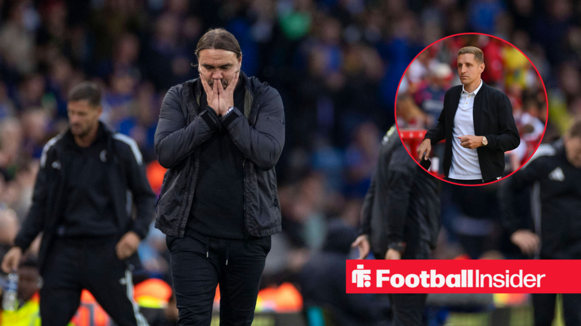 Daniel Farke in a black coat and Michael Dawson in a black jacket in a red circle