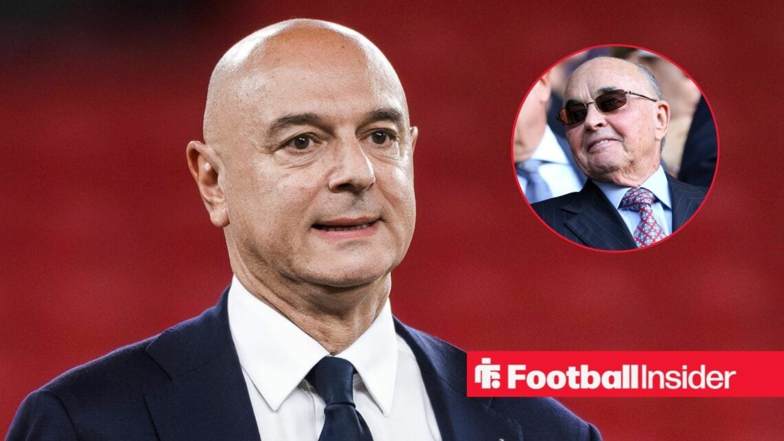 Daniel Levy looking concerned with Joe Lewis included in a circular inset