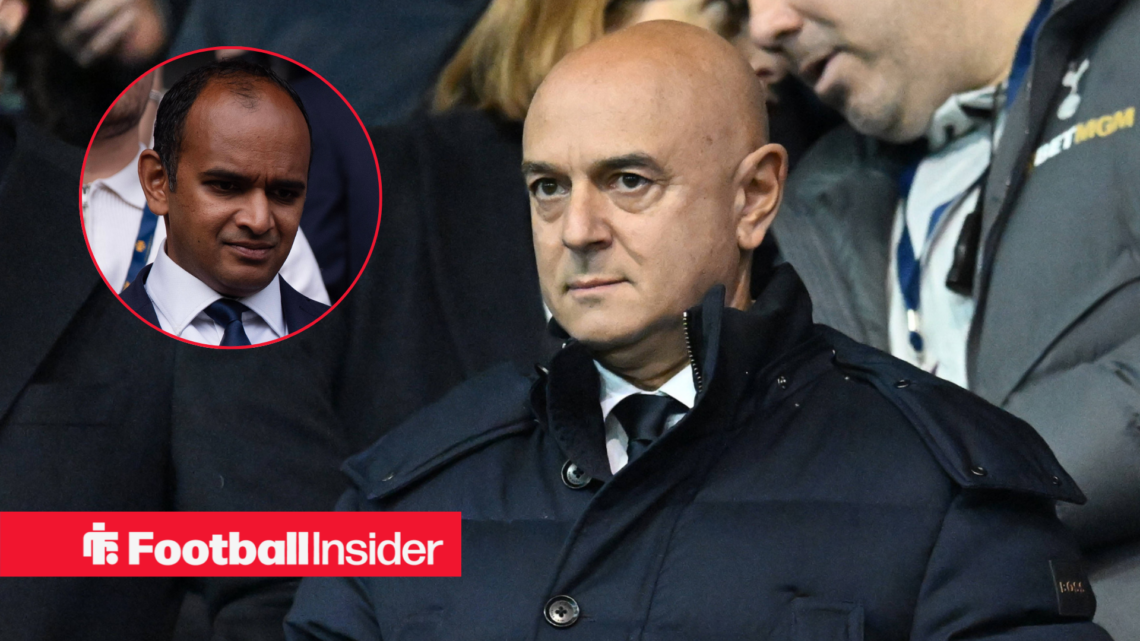Daniel Levy looking frustrated with Vinai Venkatesham included in a circular inset