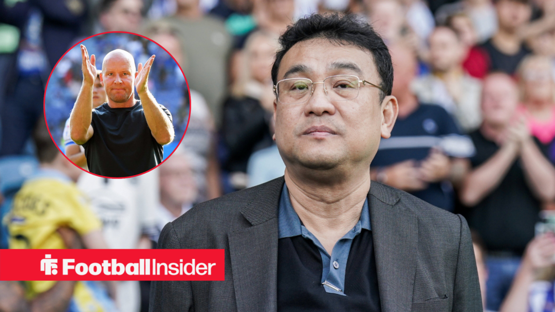 Dejphon Chansiri on the touchline at Hillsborough with Henrik Pedersen included in a circular inset