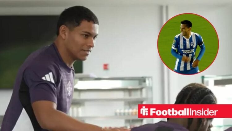 Diego Leon at Man United training ground with Diego Gomez celebrating in inset