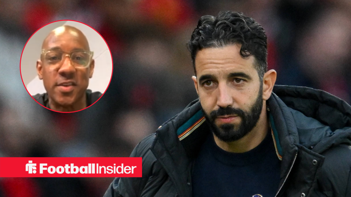 Dion Dublin on the left talking with Ruben Amorim on the right looking distraught