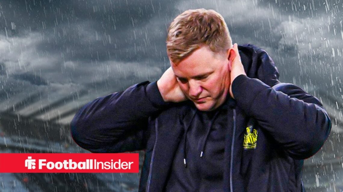 Newcastle manager Eddie Howe against a gloomy St James' Park