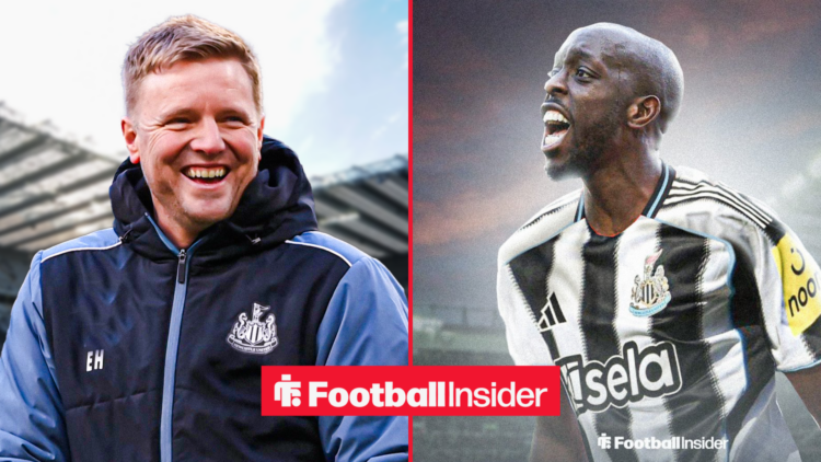 An image of Newcastle United boss Eddie Howe next to an image of Yoane Wissa in a Newcastle shirt