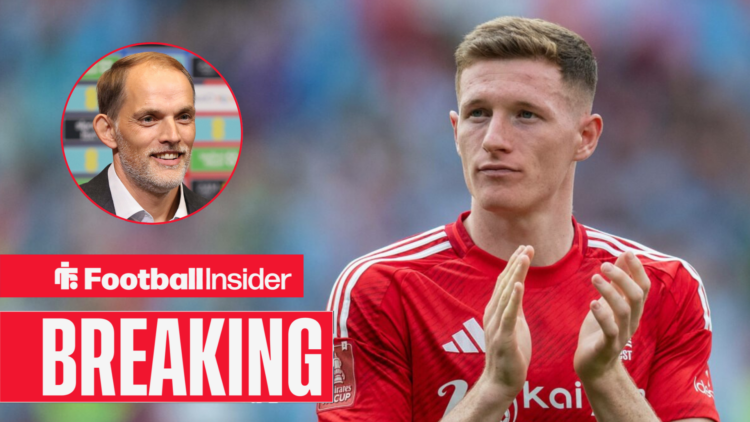 Nottingham Forest's Elliot Anderson, with England manager Thomas Tuchel