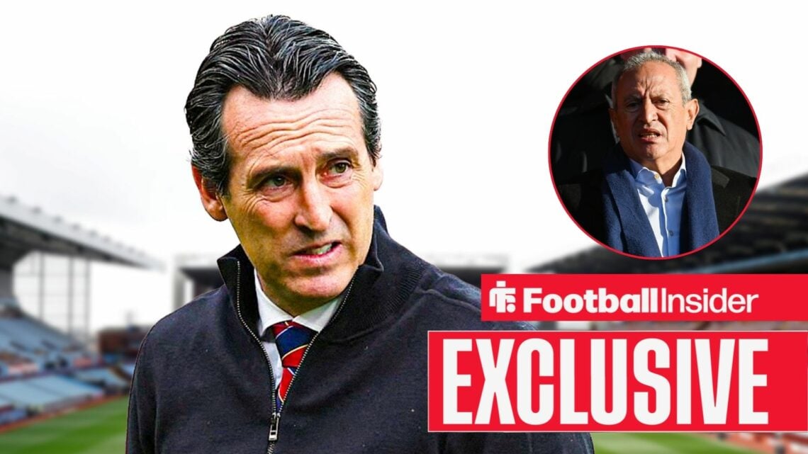 Unai Emery looking nervous, Nassef Sawiris in a circular inset