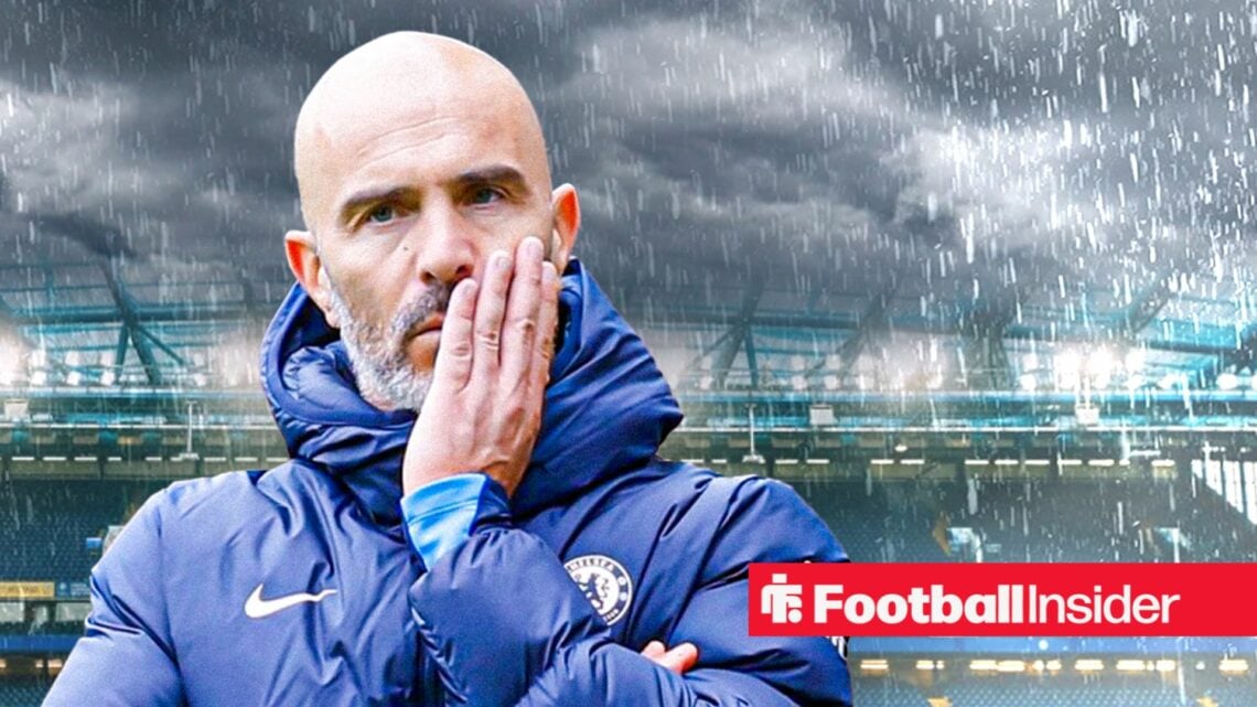 Chelsea manager Enzo Maresca at a gloomy Stamford Bridge.