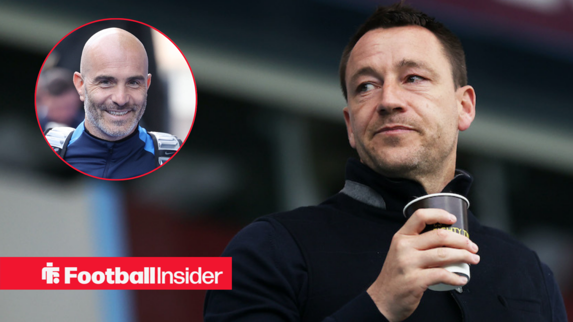 John Terry with coffee cup alongside Enzo Maresca inset