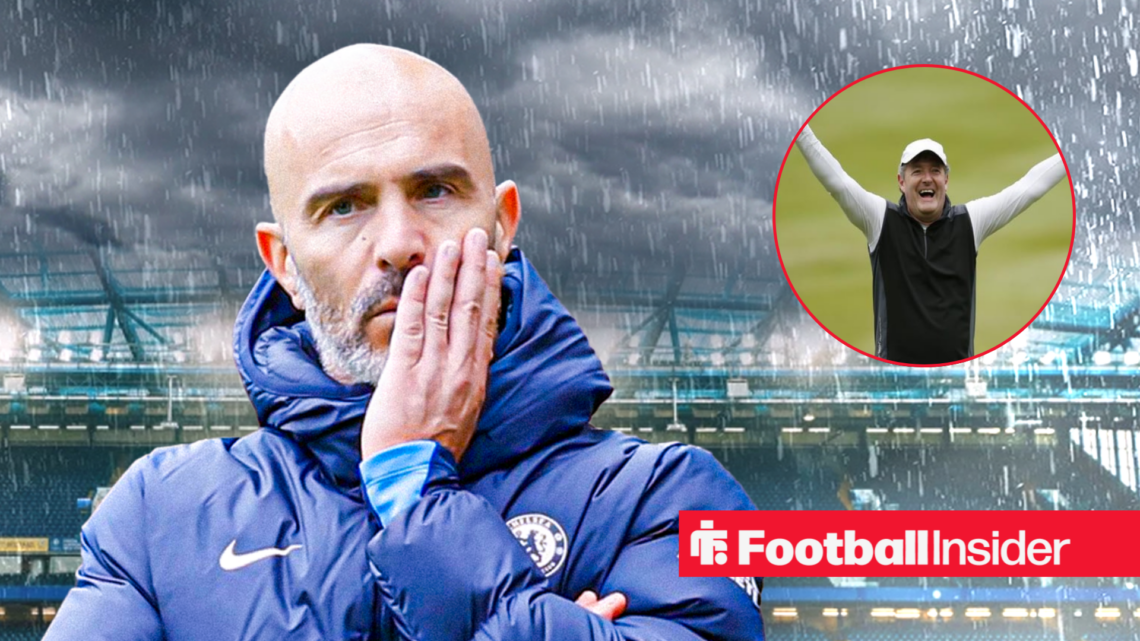 Chelsea boss Enzo Maresca next to an image of Piers Morgan