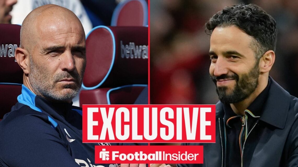 Enzo Maresca looking stern on the left with Ruben Amorim looking smug on the right with an EXCLUSIVE banner in the middle