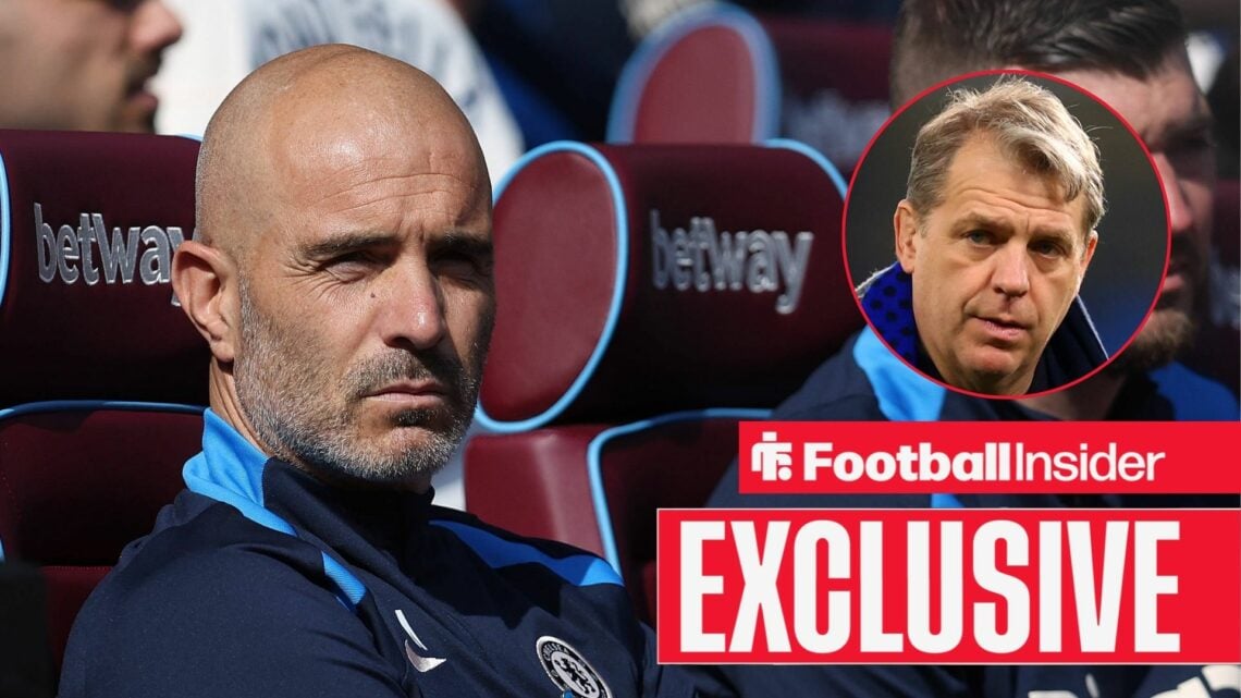 Enzo Maresca looking serious on the left with Todd Boehly concerned on the right above an EXCLUSIVE banner