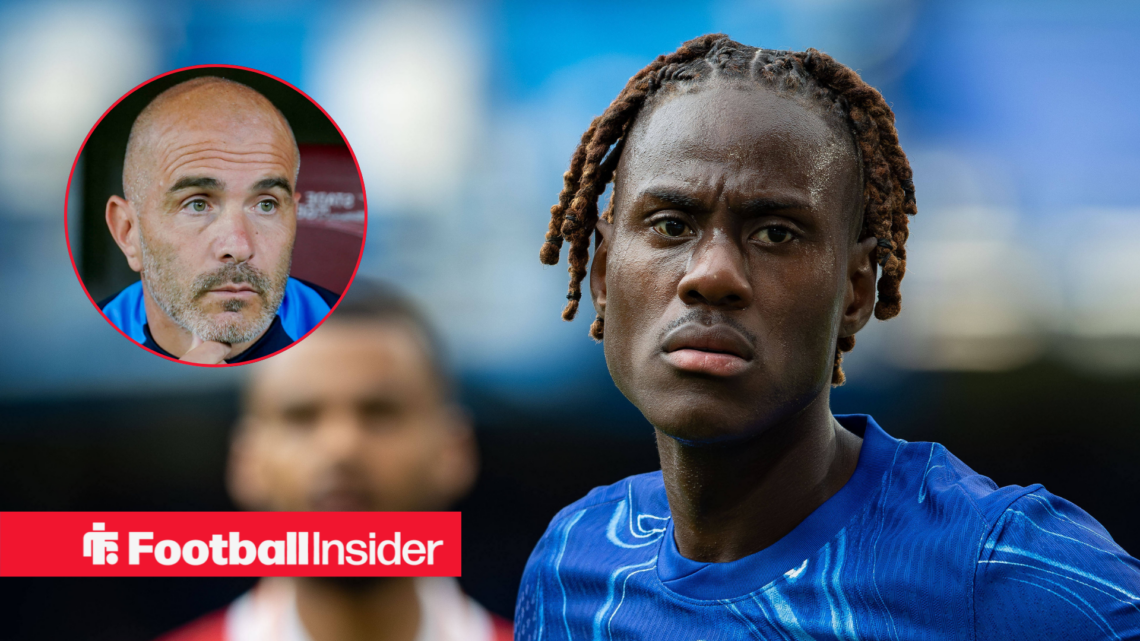 Enzo Maresca on the left looking focused with Trevoh Chalobah on the right staring out