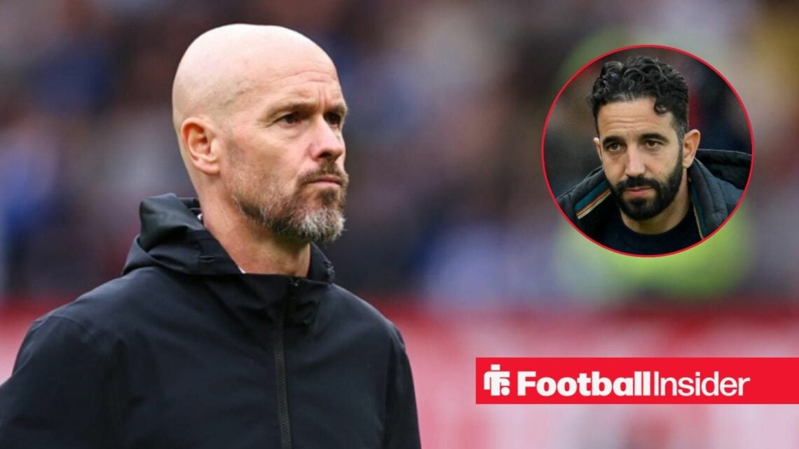 Erik ten Hag aat Old Trafford with Man United manager Ruben Amorim