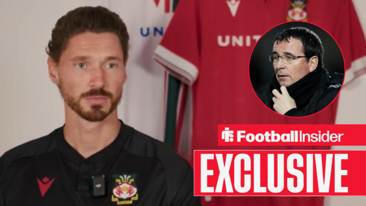 Gary Bowyer in a circular inset, George Evans at Wrexham