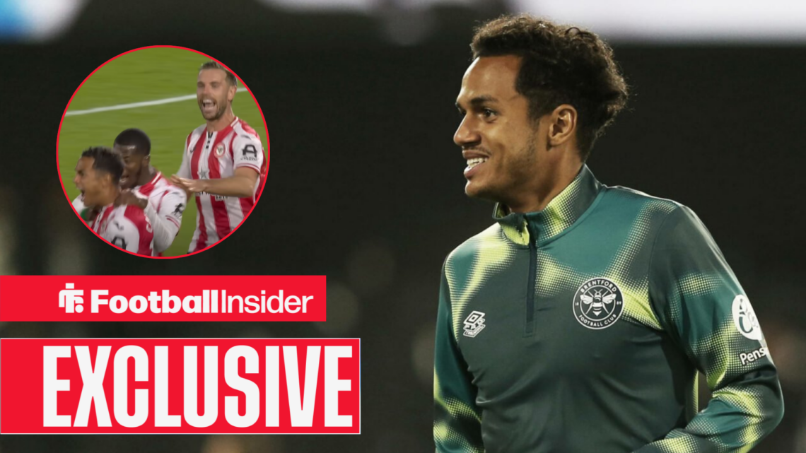 Fabio Carvalho in a Brentford kit, Brentford celebrations in a circular inset