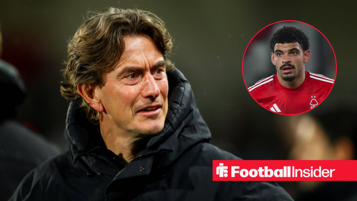 Thomas Frank in a black coat, Morgan Gibbs-White in a circular inset