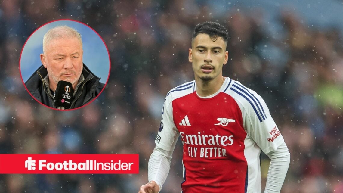 Gabriel Martinelli in a red Arsenal kit and Ally McCoist in inset
