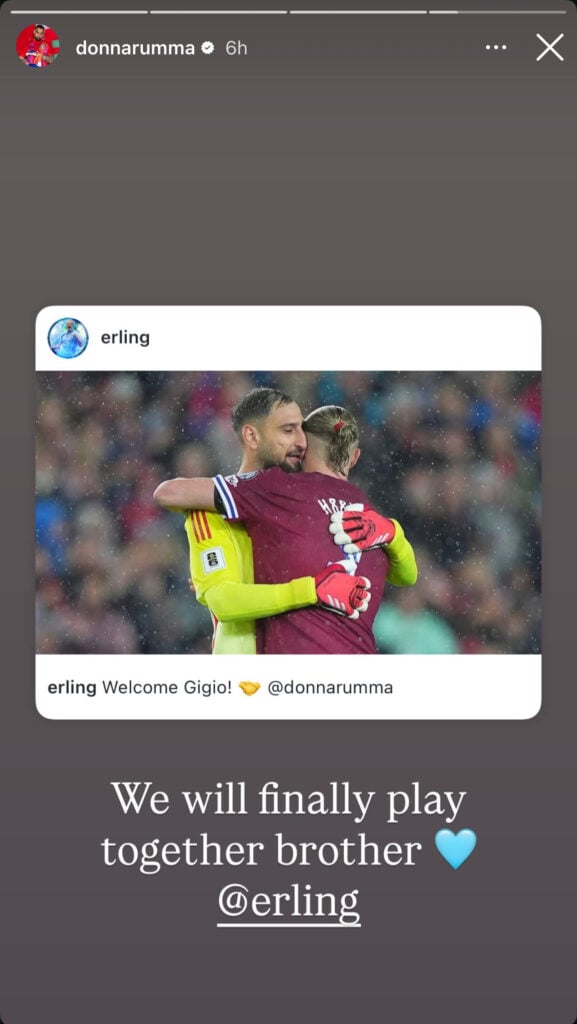 Gianluigi Donnarumma message to Erling Haaland
