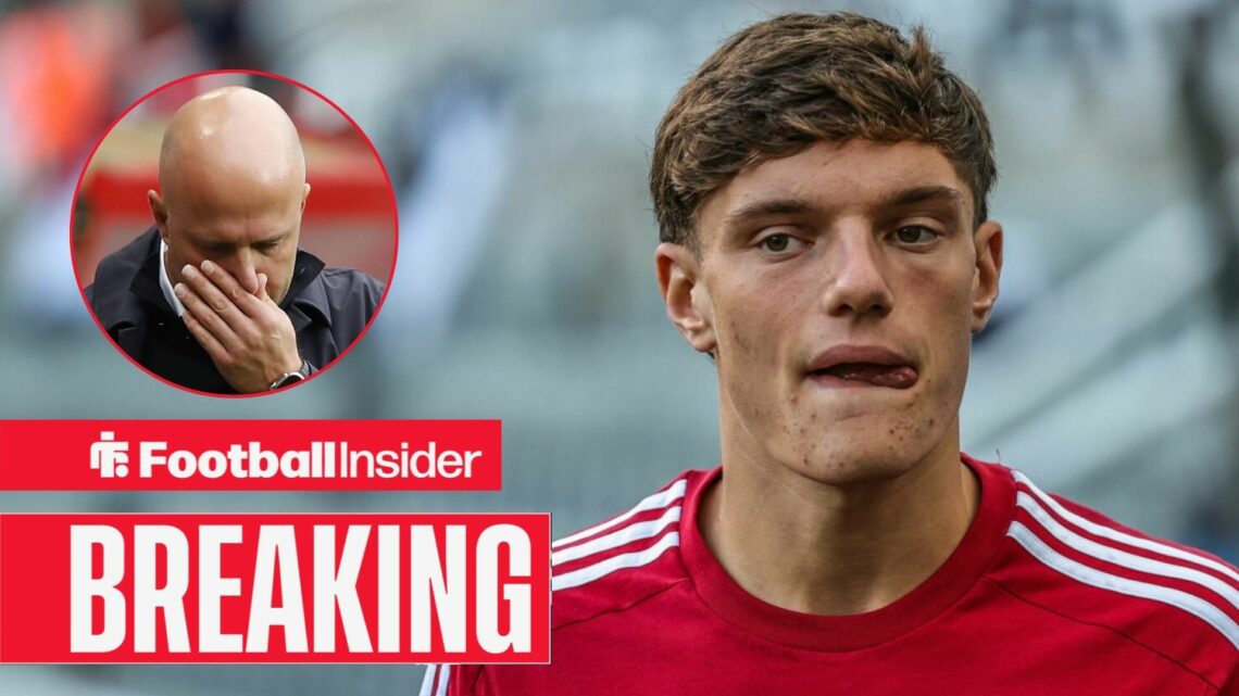 Giovanni Leoni in Liverpool training top with sad looking Arne Slot inset