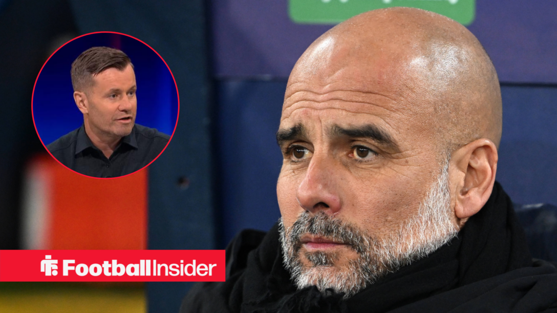 Pep Guardiola next to a circular inset of Shay Given