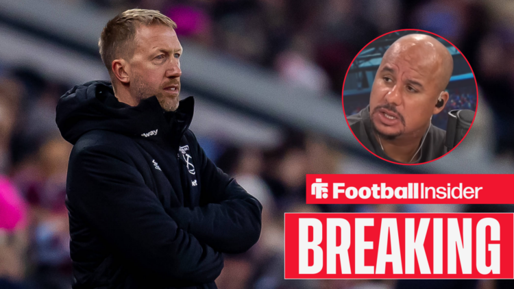 Graham Potter standing on the sidelines, Gabby Agbonlahor in a circular inset