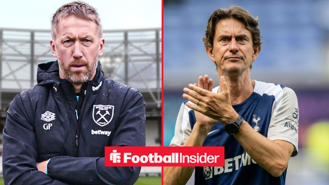 West Ham United boss Graham Potter alongside Tottenham boss Thomas Frank