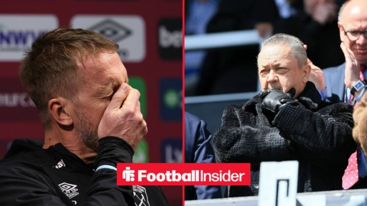 Graham Potter with his head in his hands next to David Sullivan thinking