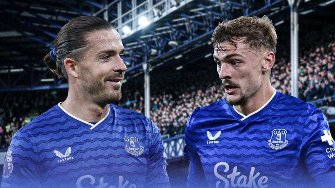 Jack Grealish and Kiernan Dewsbury-Hall in Everton kits