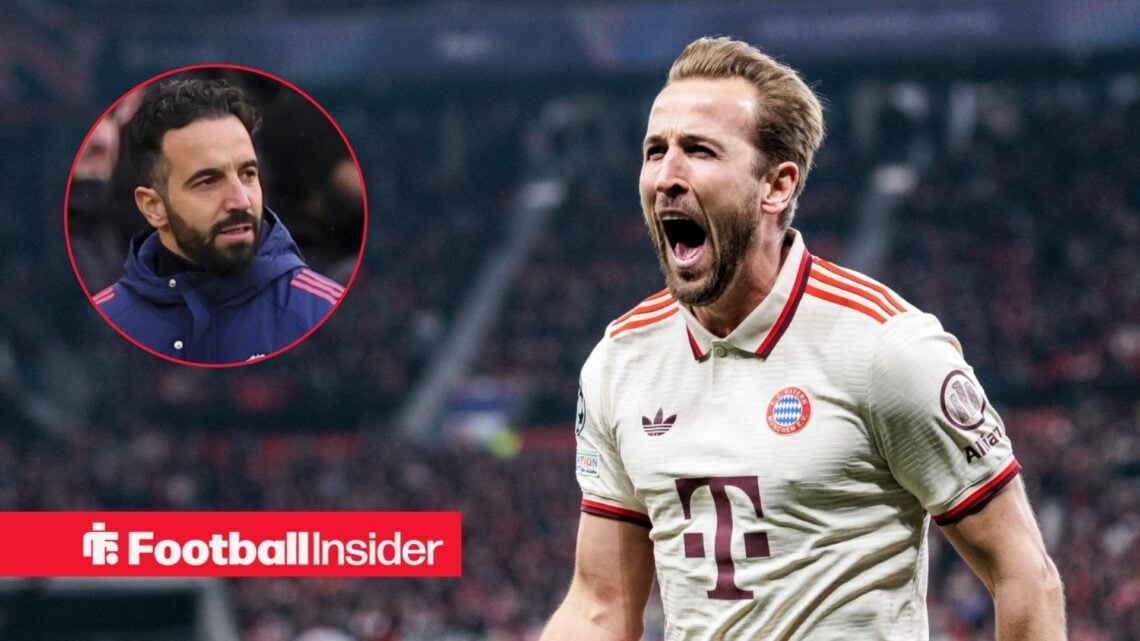 Harry Kane in Bayern Munich shirt with Ruben Amorim inset