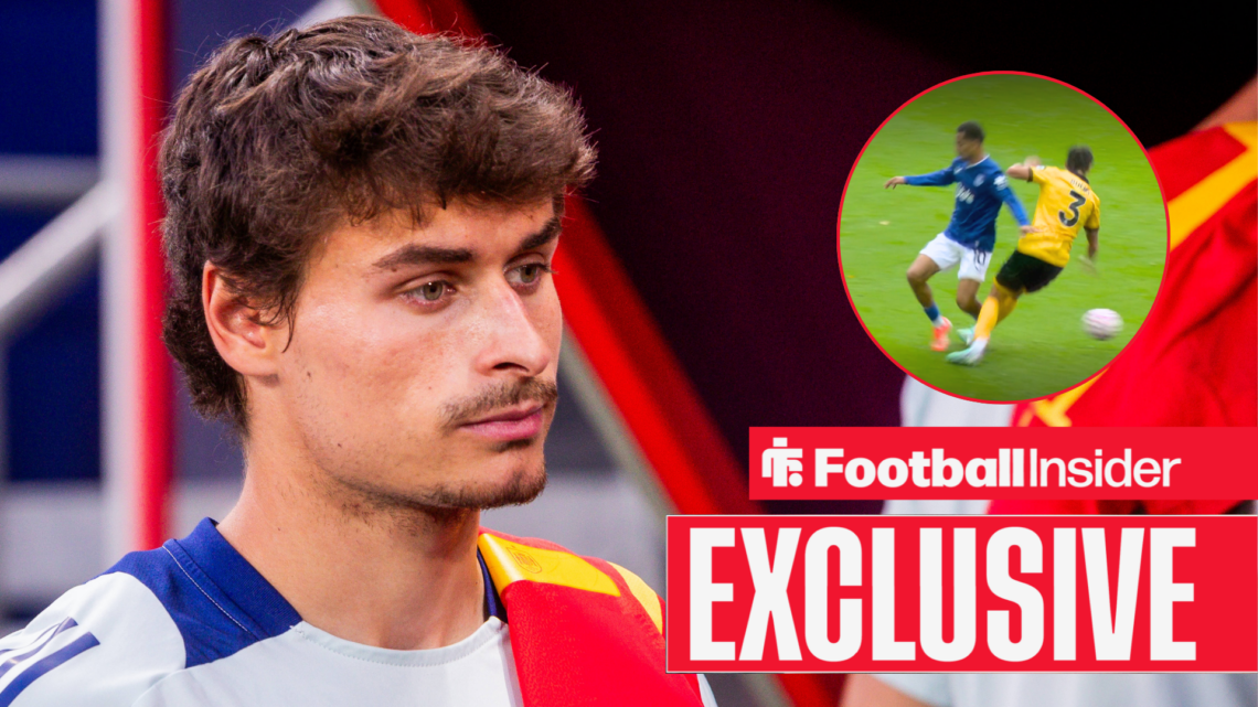 Hugo Bueno on the touchlines, Wolves star being fouled by Iliman Ndiaye in a circular inset